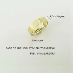 base de anel em lat�o bruto 4,5mm largura aro ajust�vel 1 furo lat�o bruto 300 p�s envio 15 d.�teis